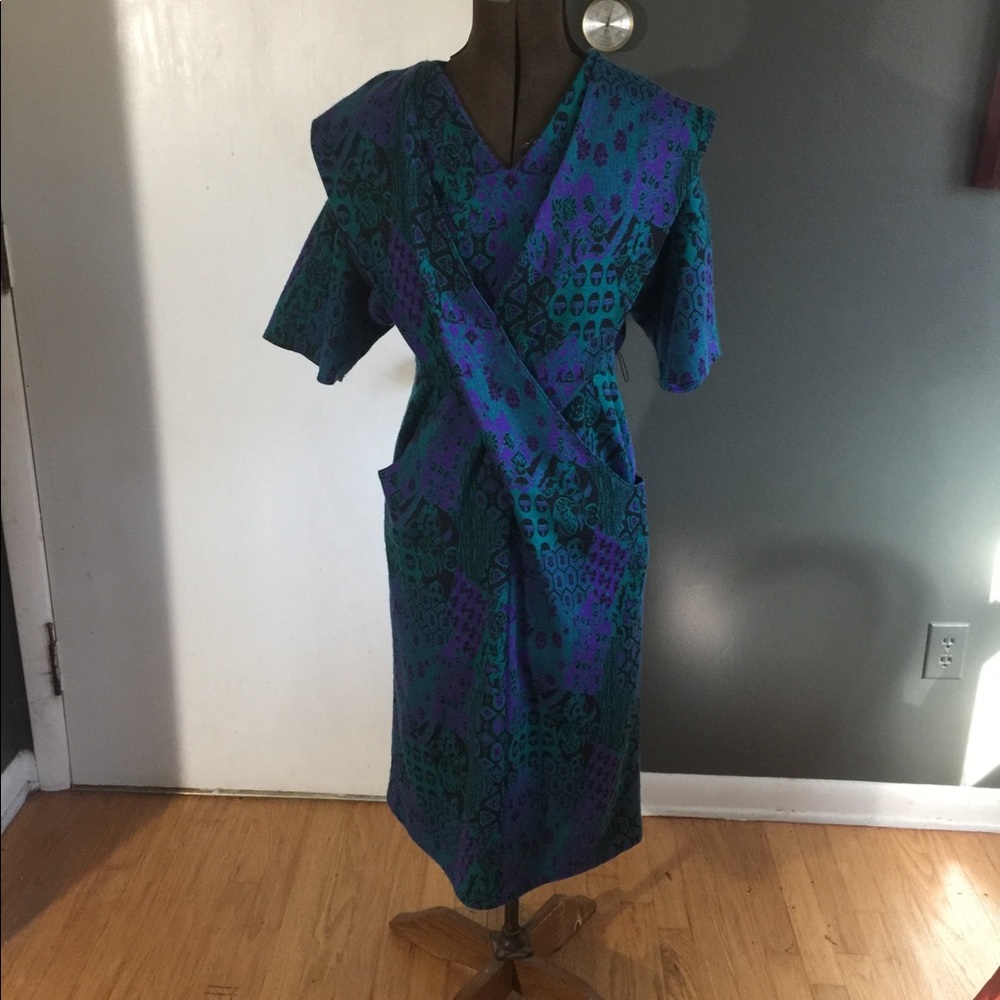 Vintage 1980s intarsia knit dress size medium